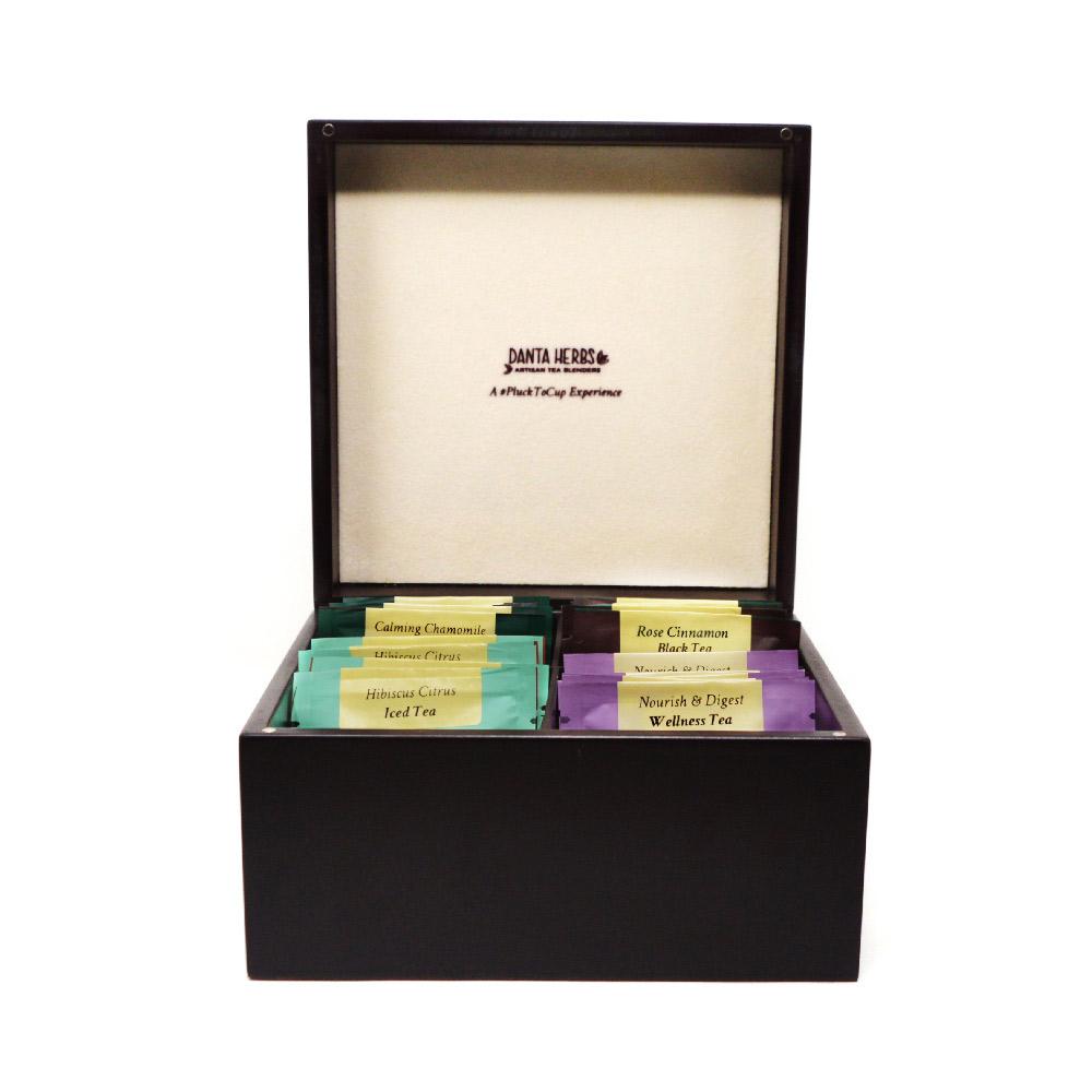 4 TREASURE WOODEN TEA CHESt - Danta Herbs, Gift Box - tea